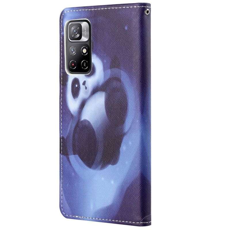 Flip Cover Poco M4 Pro 5G Med Snor Thong Space Panda