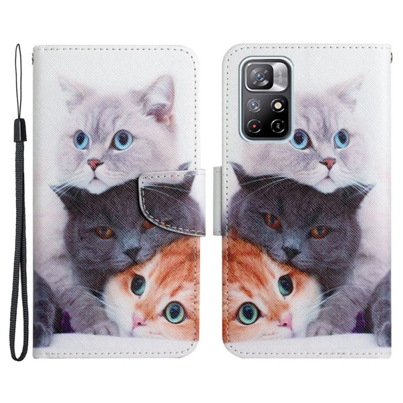 Flip Cover Poco M4 Pro 5G Punke Af Lanyard Cats