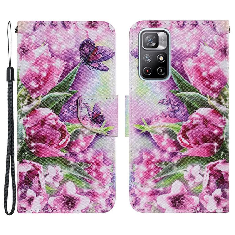 Flip Cover Poco M4 Pro 5G Sommerfugl Og Lotus