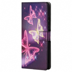 Flip Cover Poco M4 Pro 5G Sommerfugle Og Blomster