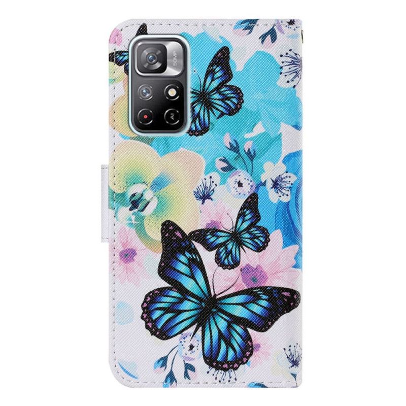 Flip Cover Poco M4 Pro 5G Sommerfugle Og Sommerblomster