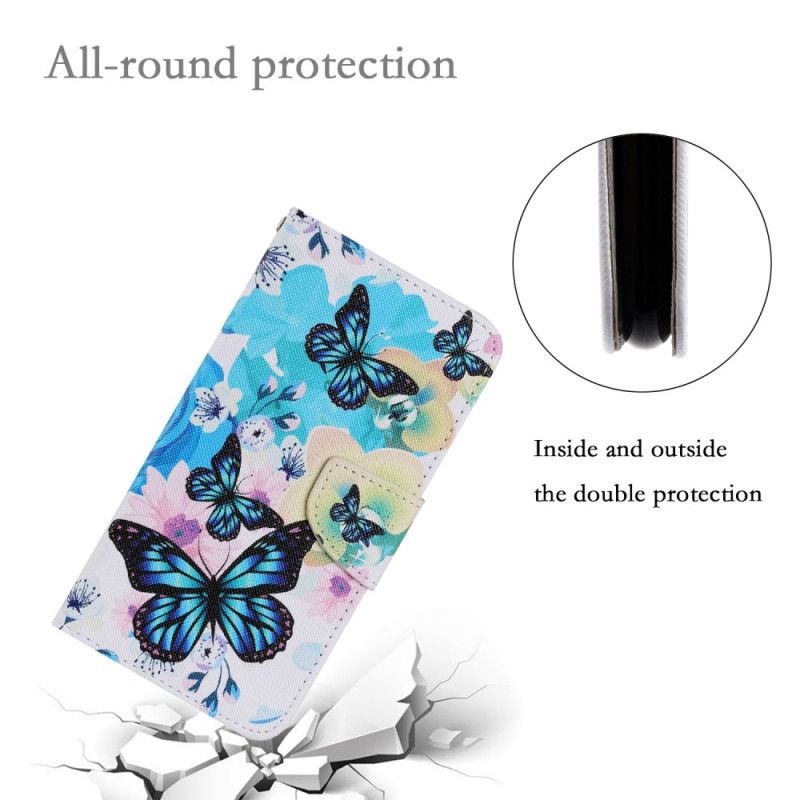 Flip Cover Poco M4 Pro 5G Sommerfugle Og Sommerblomster