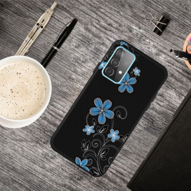 Cover Samsung Galaxy A52 4G / A52 5G / A52s 5G Blå Blomster