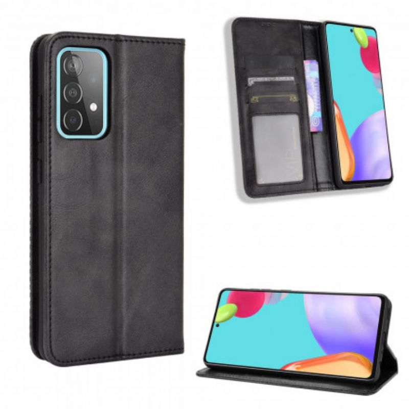 Cover Samsung Galaxy A52 4G / A52 5G / A52s 5G Flip Cover Vintage Stiliseret Lædereffekt