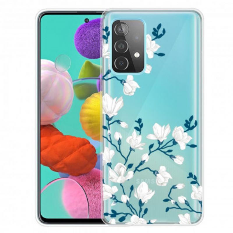 Cover Samsung Galaxy A52 4G / A52 5G / A52s 5G Hvide Blomster