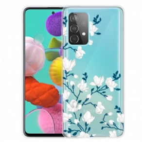 Cover Samsung Galaxy A52 4G / A52 5G / A52s 5G Hvide Blomster