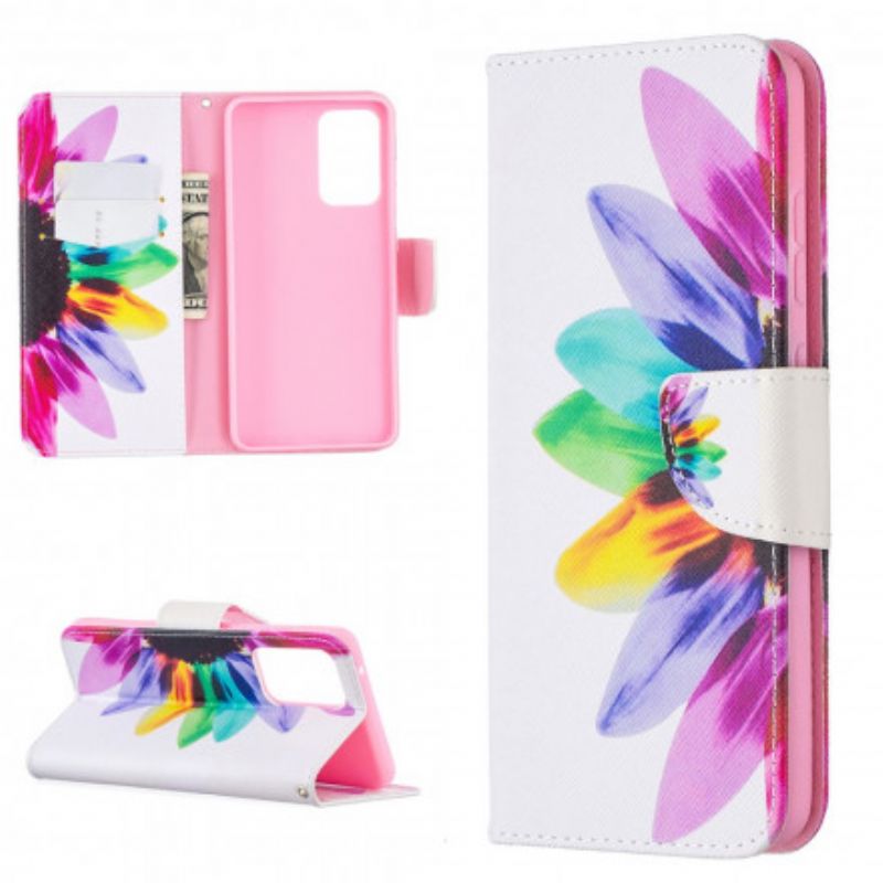 Flip Cover Samsung Galaxy A52 4G / A52 5G / A52s 5G Akvarelblomst