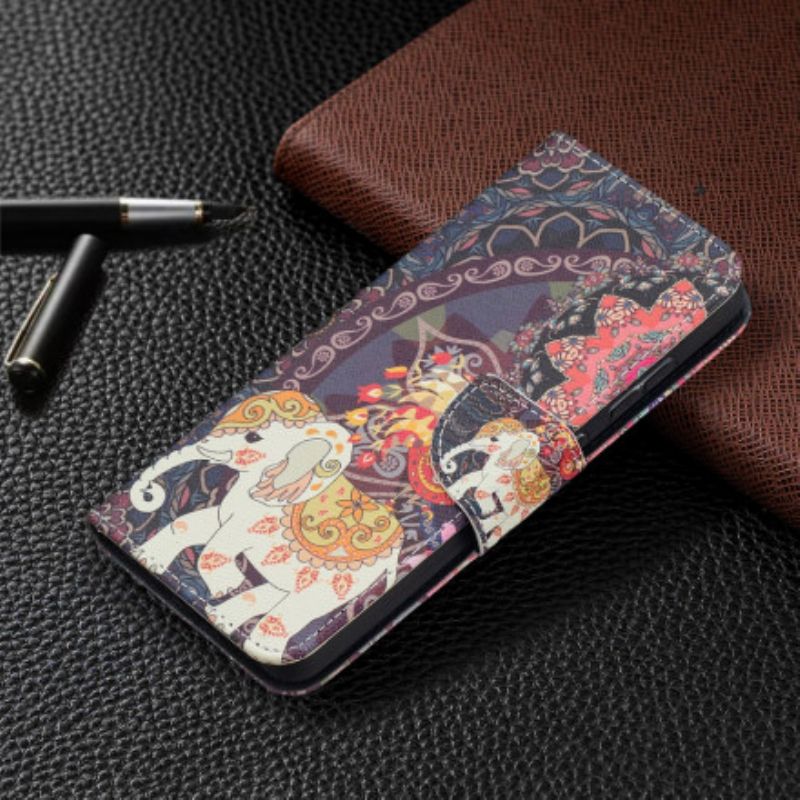 Flip Cover Samsung Galaxy A52 4G / A52 5G / A52s 5G Etnisk Elefantmandala