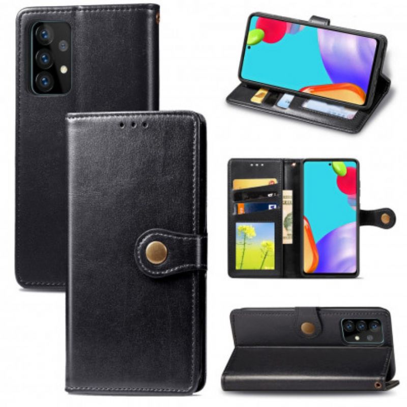 Flip Cover Samsung Galaxy A52 4G / A52 5G / A52s 5G Imiteret Læder Og Vintage Lås