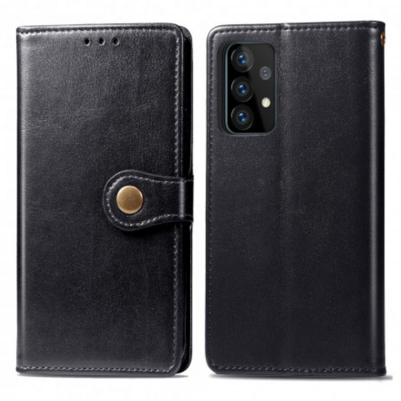 Flip Cover Samsung Galaxy A52 4G / A52 5G / A52s 5G Imiteret Læder Og Vintage Lås