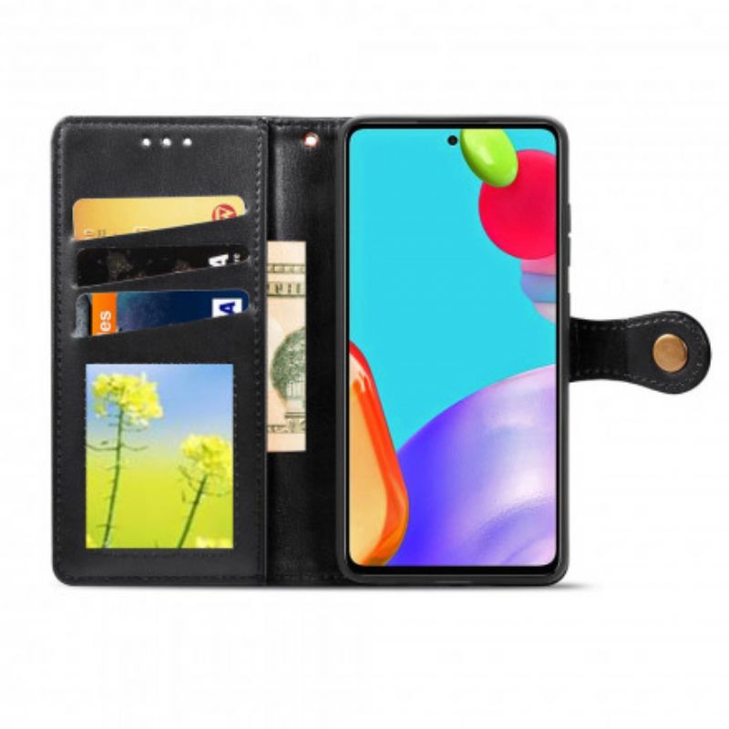 Flip Cover Samsung Galaxy A52 4G / A52 5G / A52s 5G Imiteret Læder Og Vintage Lås