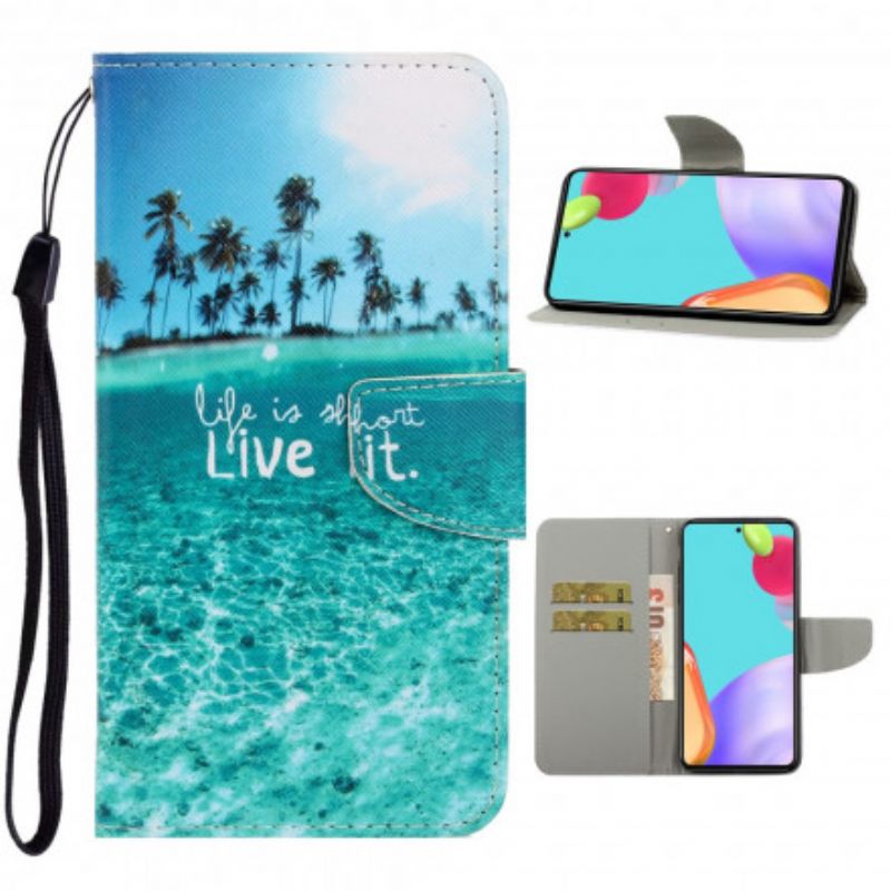 Flip Cover Samsung Galaxy A52 4G / A52 5G / A52s 5G Med Snor Lev Det Strappy