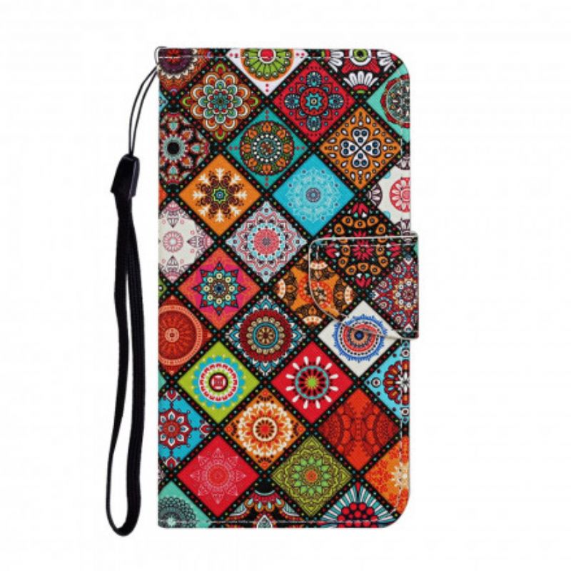 Flip Cover Samsung Galaxy A52 4G / A52 5G / A52s 5G Patchwork Mandalaer Med Snor