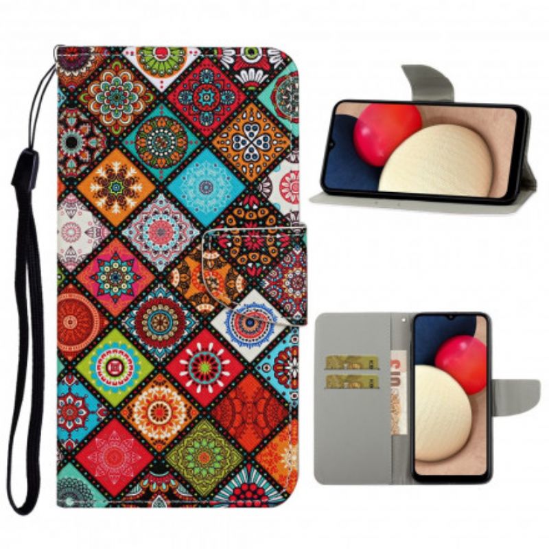 Flip Cover Samsung Galaxy A52 4G / A52 5G / A52s 5G Patchwork Mandalaer Med Snor