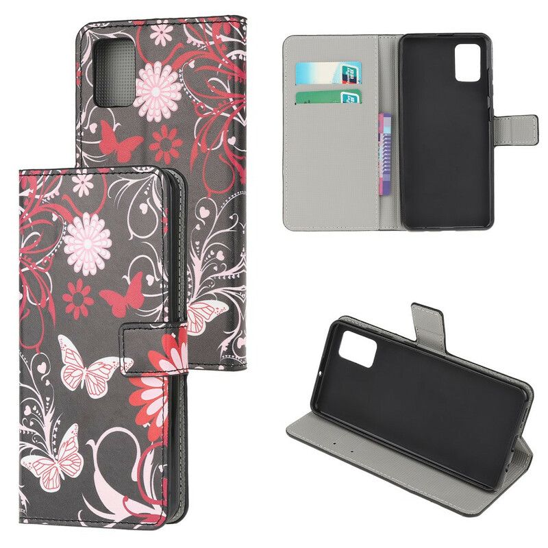 Flip Cover Samsung Galaxy A52 4G / A52 5G / A52s 5G Sommerfugle Og Blomster