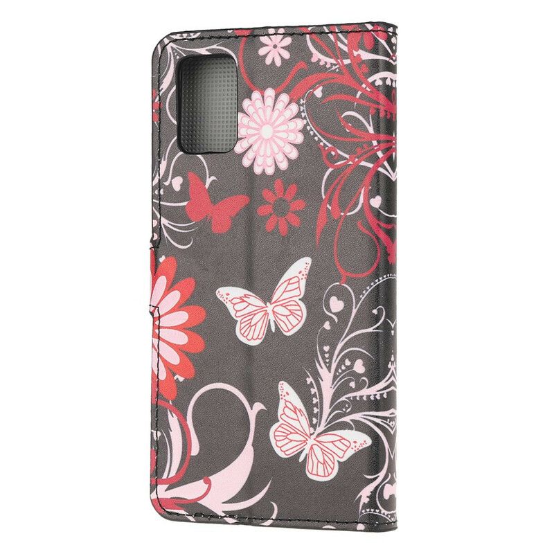 Flip Cover Samsung Galaxy A52 4G / A52 5G / A52s 5G Sommerfugle Og Blomster