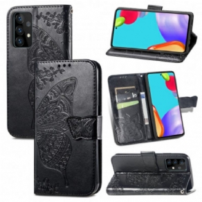 Læder Cover Samsung Galaxy A52 4G / A52 5G / A52s 5G Halve Sommerfugle