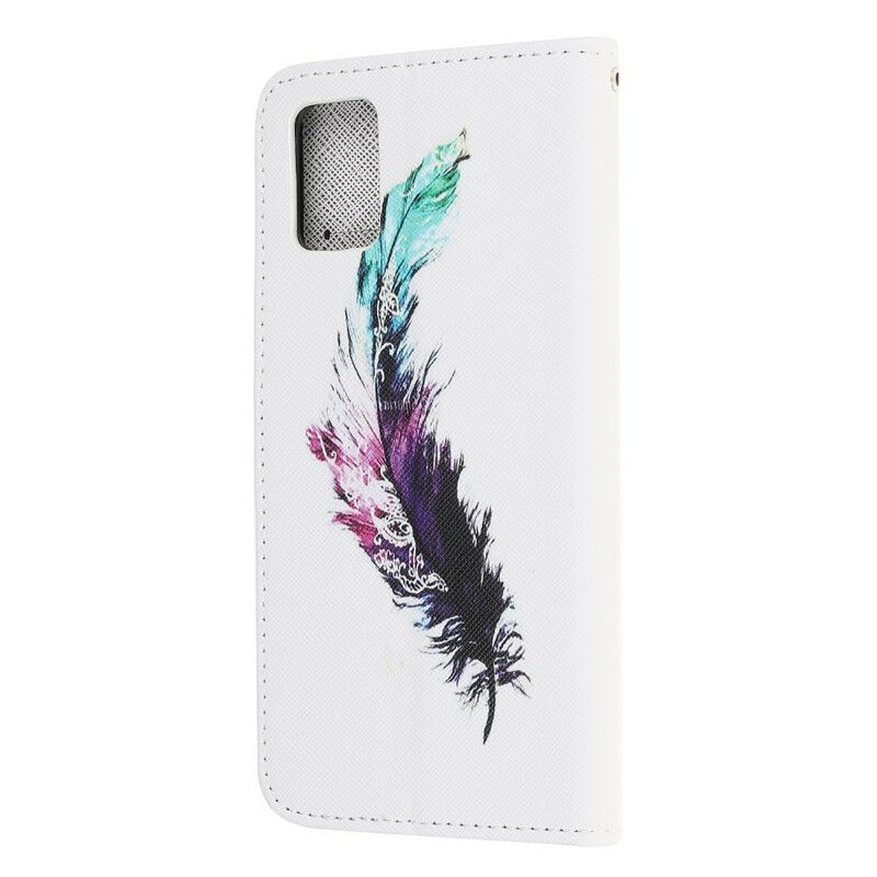 Læder Cover Samsung Galaxy A52 4G / A52 5G / A52s 5G Med Snor Thong Fjer