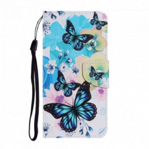 Læder Cover Samsung Galaxy A52 4G / A52 5G / A52s 5G Sommerfugle Og Sommerblomster