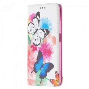 Cover Xiaomi Redmi 10 Flip Cover Farverige Sommerfugle