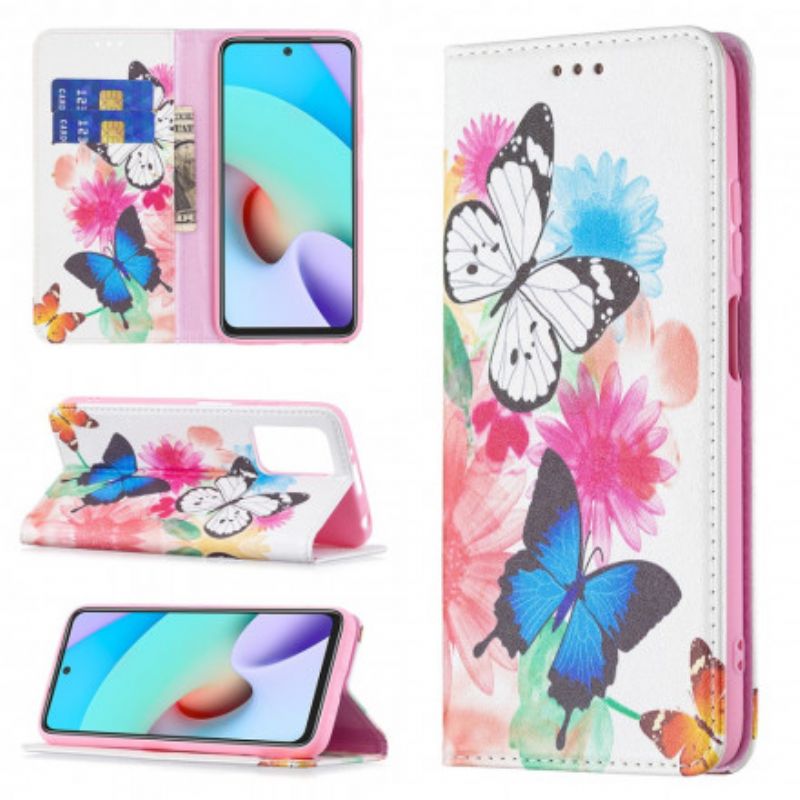 Cover Xiaomi Redmi 10 Flip Cover Farverige Sommerfugle