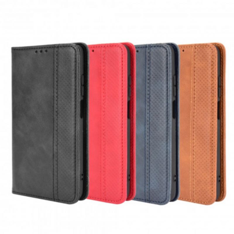 Cover Xiaomi Redmi 10 Flip Cover Vintage Stiliseret Lædereffekt