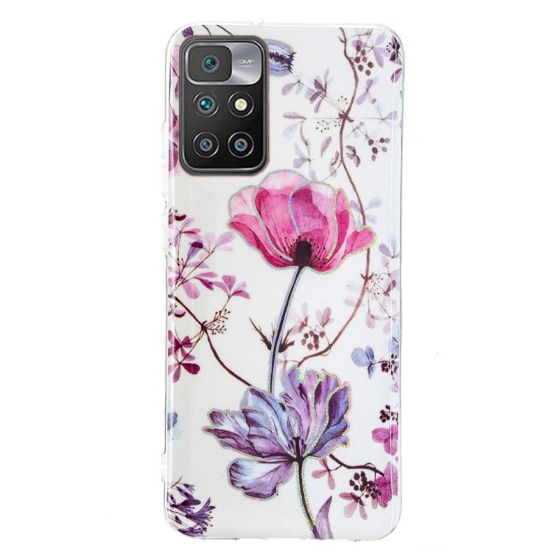 Cover Xiaomi Redmi 10 Marmorerede Blomster