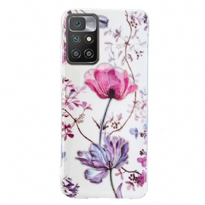 Cover Xiaomi Redmi 10 Marmorerede Blomster