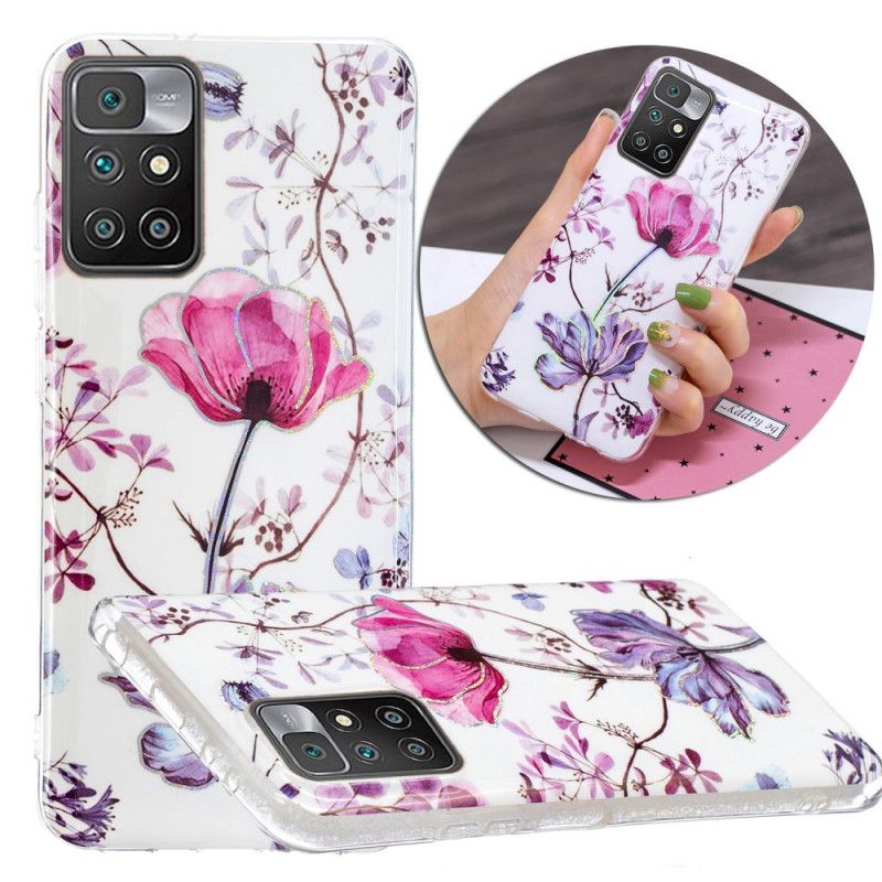 Cover Xiaomi Redmi 10 Marmorerede Blomster