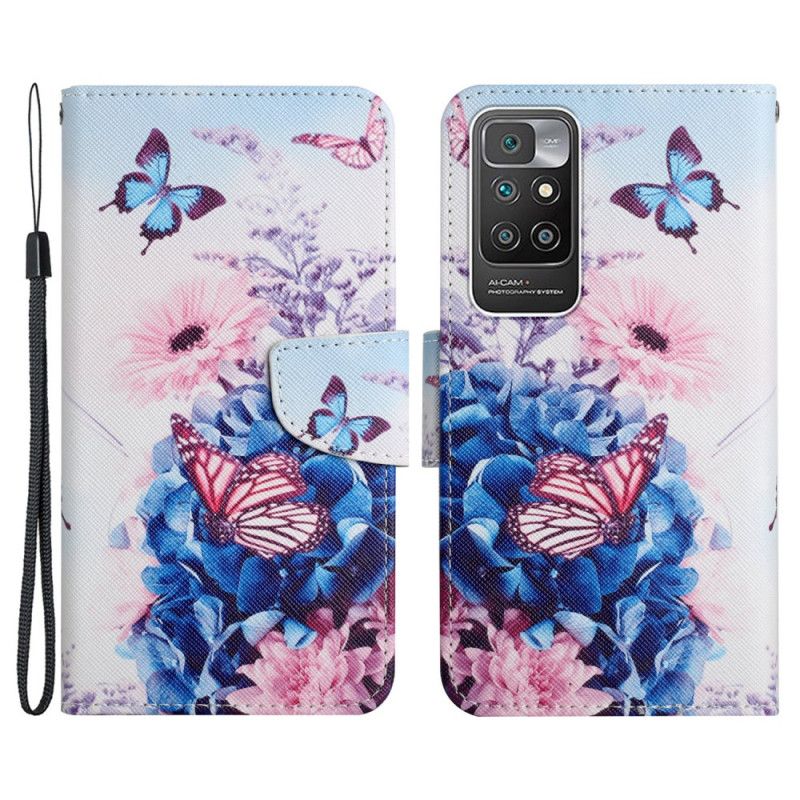 Flip Cover Xiaomi Redmi 10 Buket Blomster Og Sommerfugle