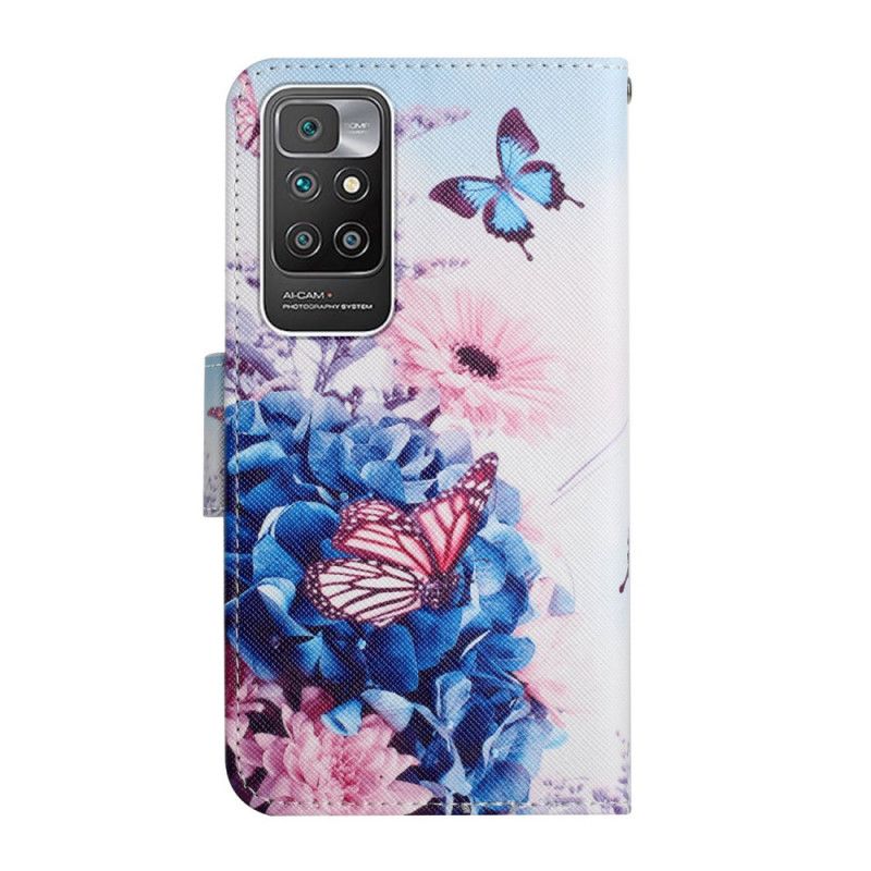 Flip Cover Xiaomi Redmi 10 Buket Blomster Og Sommerfugle