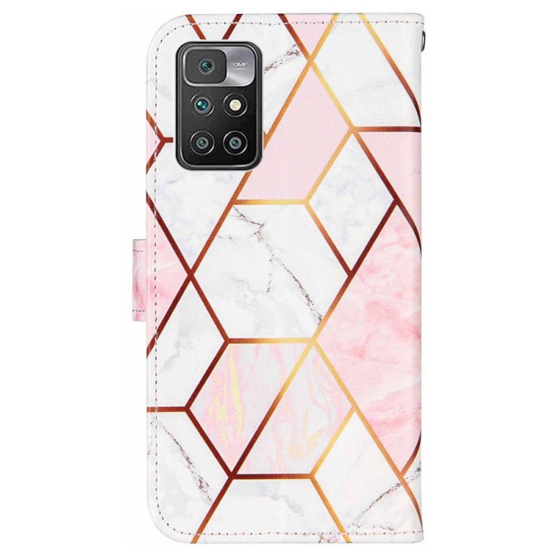 Flip Cover Xiaomi Redmi 10 Geometrisk Marmor