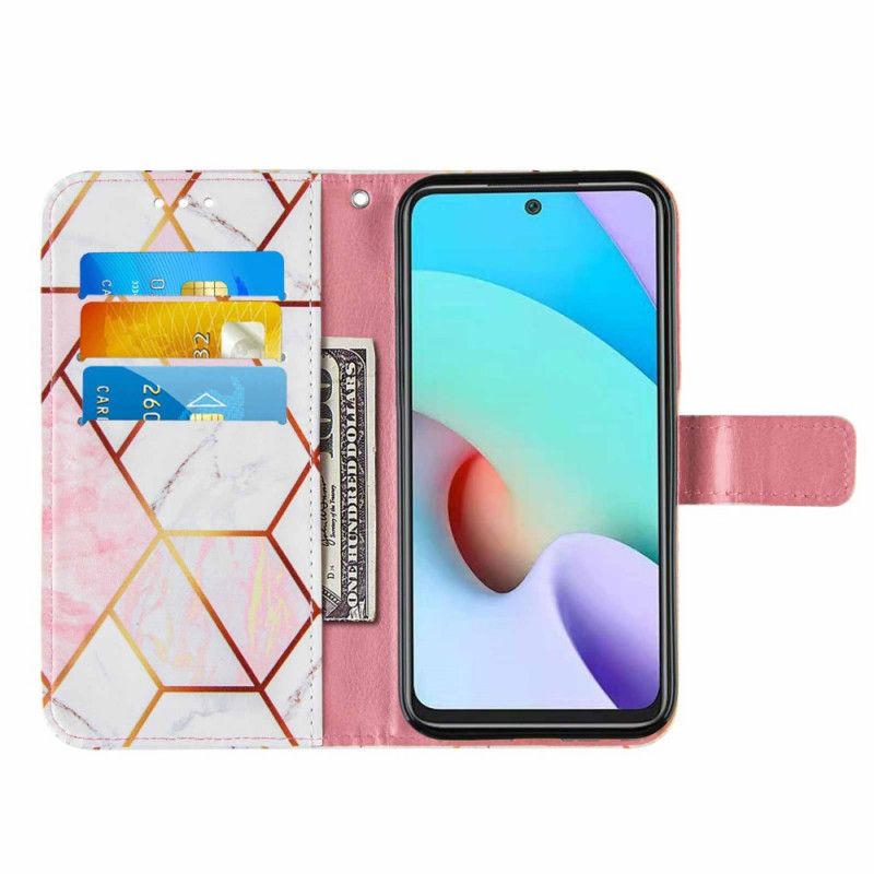 Flip Cover Xiaomi Redmi 10 Geometrisk Marmor