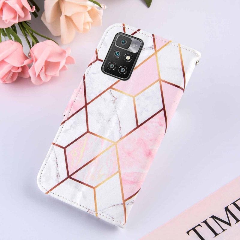 Flip Cover Xiaomi Redmi 10 Geometrisk Marmor