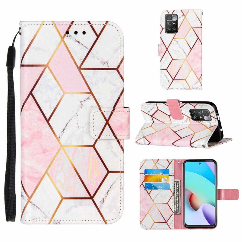 Flip Cover Xiaomi Redmi 10 Geometrisk Marmor