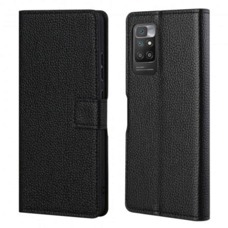 Flip Cover Xiaomi Redmi 10 Litchi Grain Læder Effekt