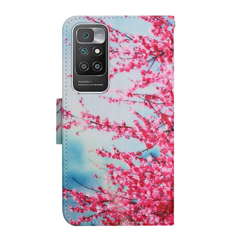 Flip Cover Xiaomi Redmi 10 Med Snor Blomstrende Gren Med Rem