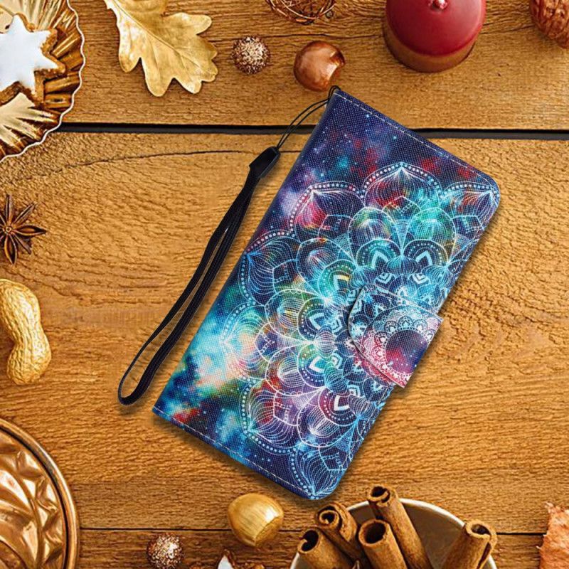 Flip Cover Xiaomi Redmi 10 Med Snor Flashy Halv Mandala Med Rem