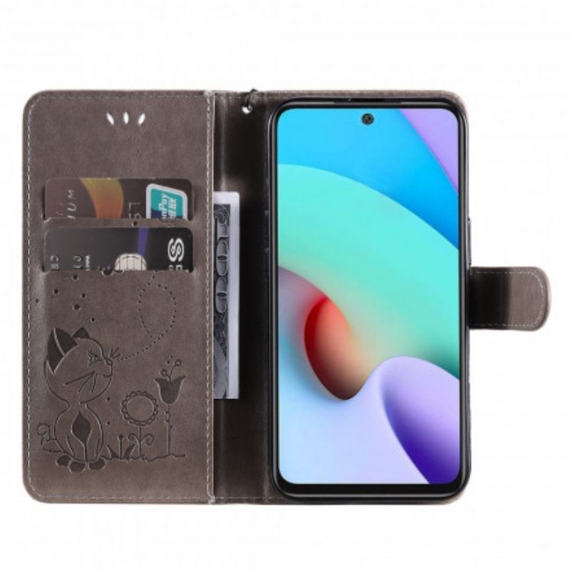 Flip Cover Xiaomi Redmi 10 Med Snor Thong Kat Og Bi