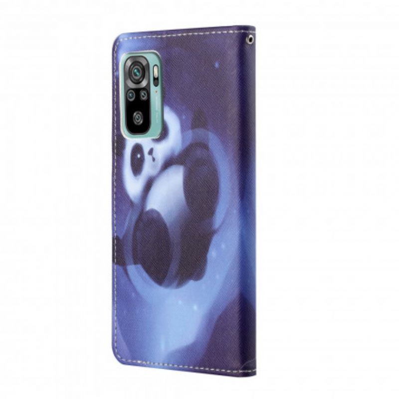 Flip Cover Xiaomi Redmi 10 Med Snor Thong Space Panda