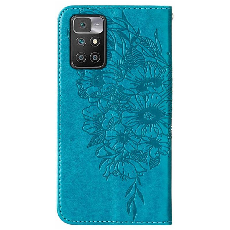 Flip Cover Xiaomi Redmi 10 Sommerfugledesign Med Snor