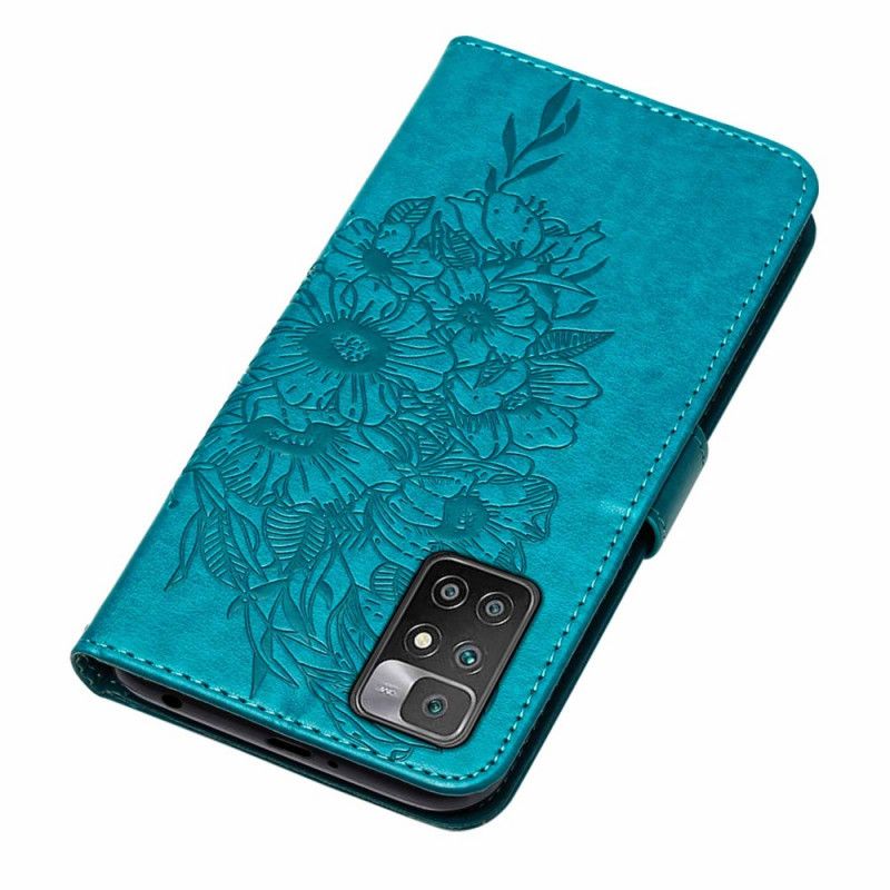 Flip Cover Xiaomi Redmi 10 Sommerfugledesign Med Snor