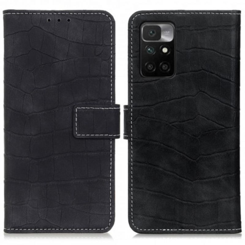 Flip Cover Xiaomi Redmi 10 Vintage Krokodillehudstil