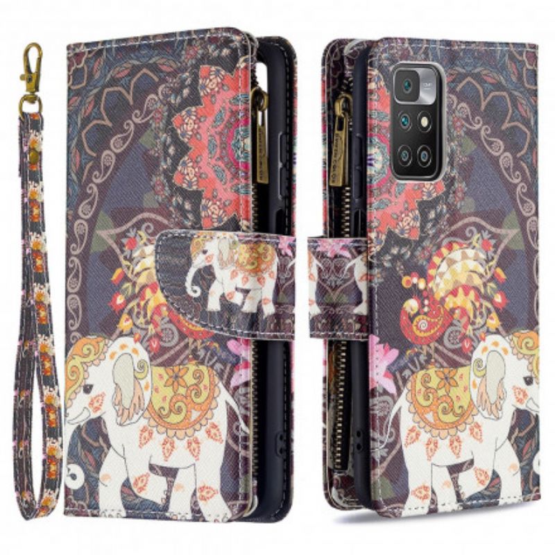 Læder Cover Xiaomi Redmi 10 Elefant Lynlåslomme