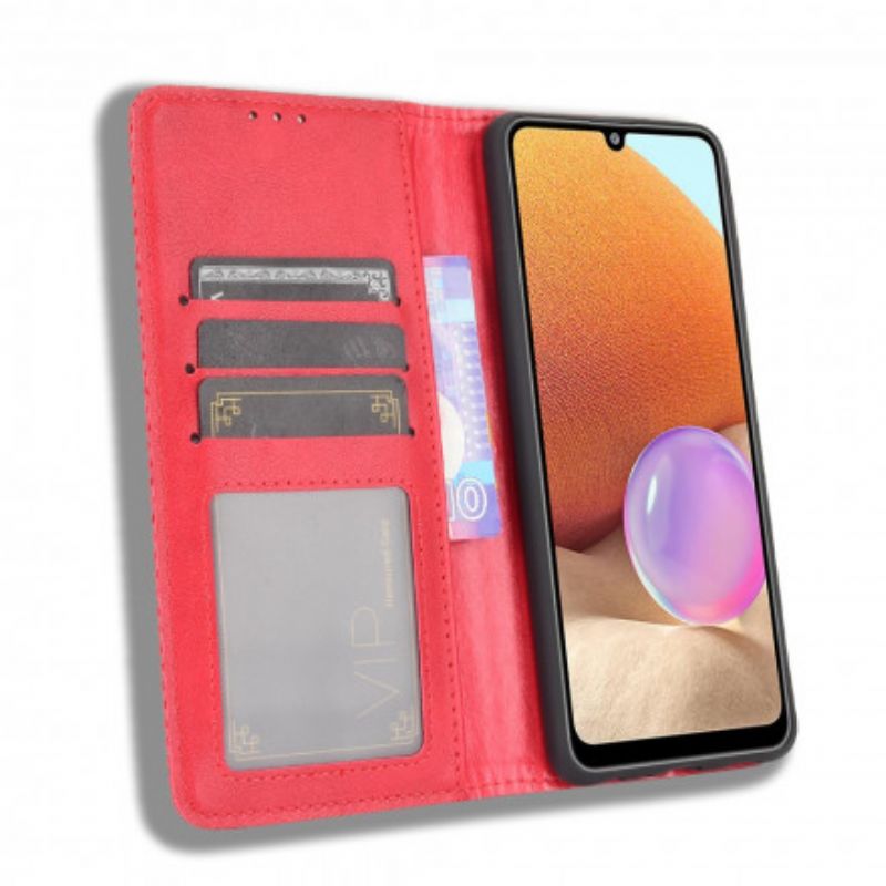 Cover Samsung Galaxy A32 4G Flip Cover Vintage Stiliseret Lædereffekt