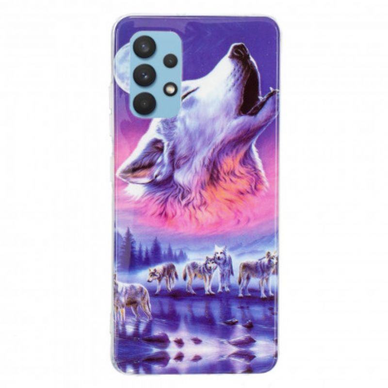 Cover Samsung Galaxy A32 4G Fluorescerende Wolf Series