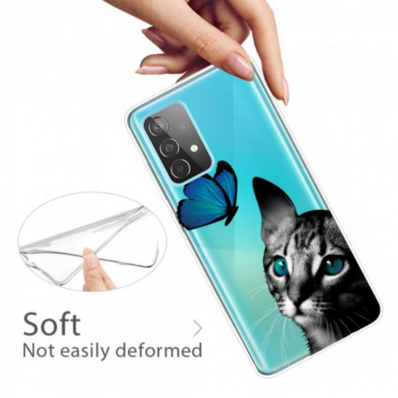 Cover Samsung Galaxy A32 4G Kat Og Sommerfugl