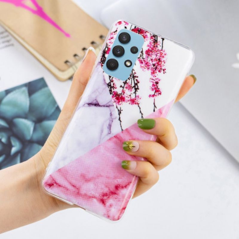 Cover Samsung Galaxy A32 4G Marmoreret Blommeblomst