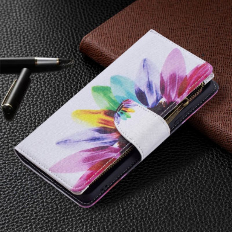 Flip Cover Samsung Galaxy A32 4G Blomsterlomme Med Lynlås