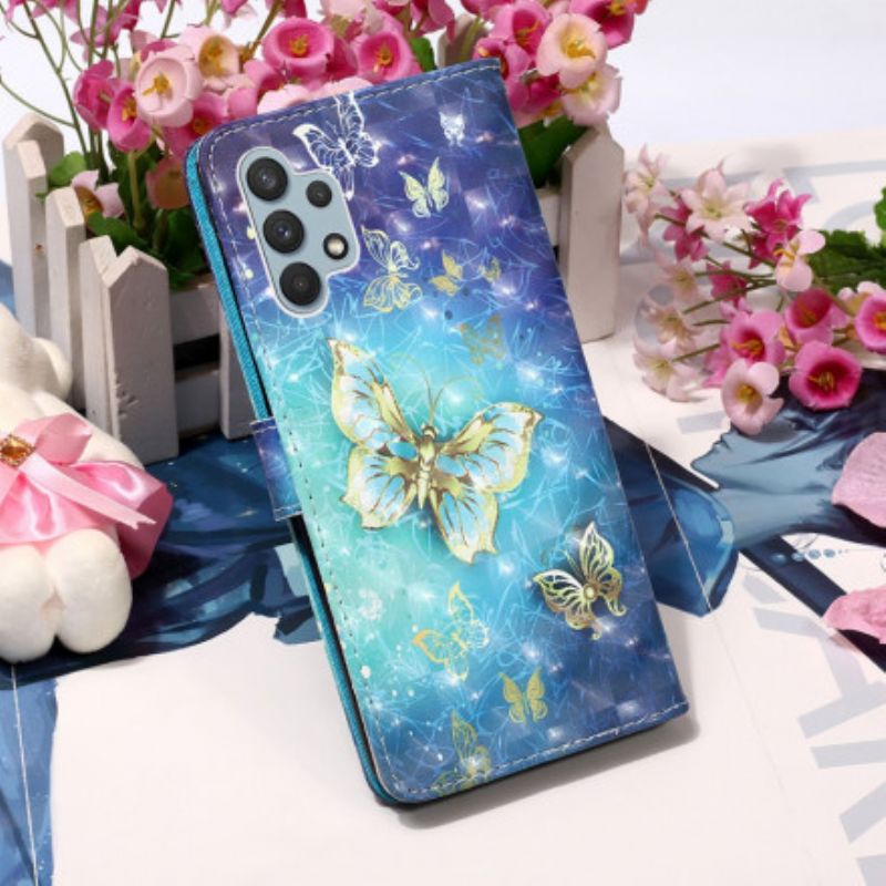 Flip Cover Samsung Galaxy A32 4G Gylden Sommerfuglesnor